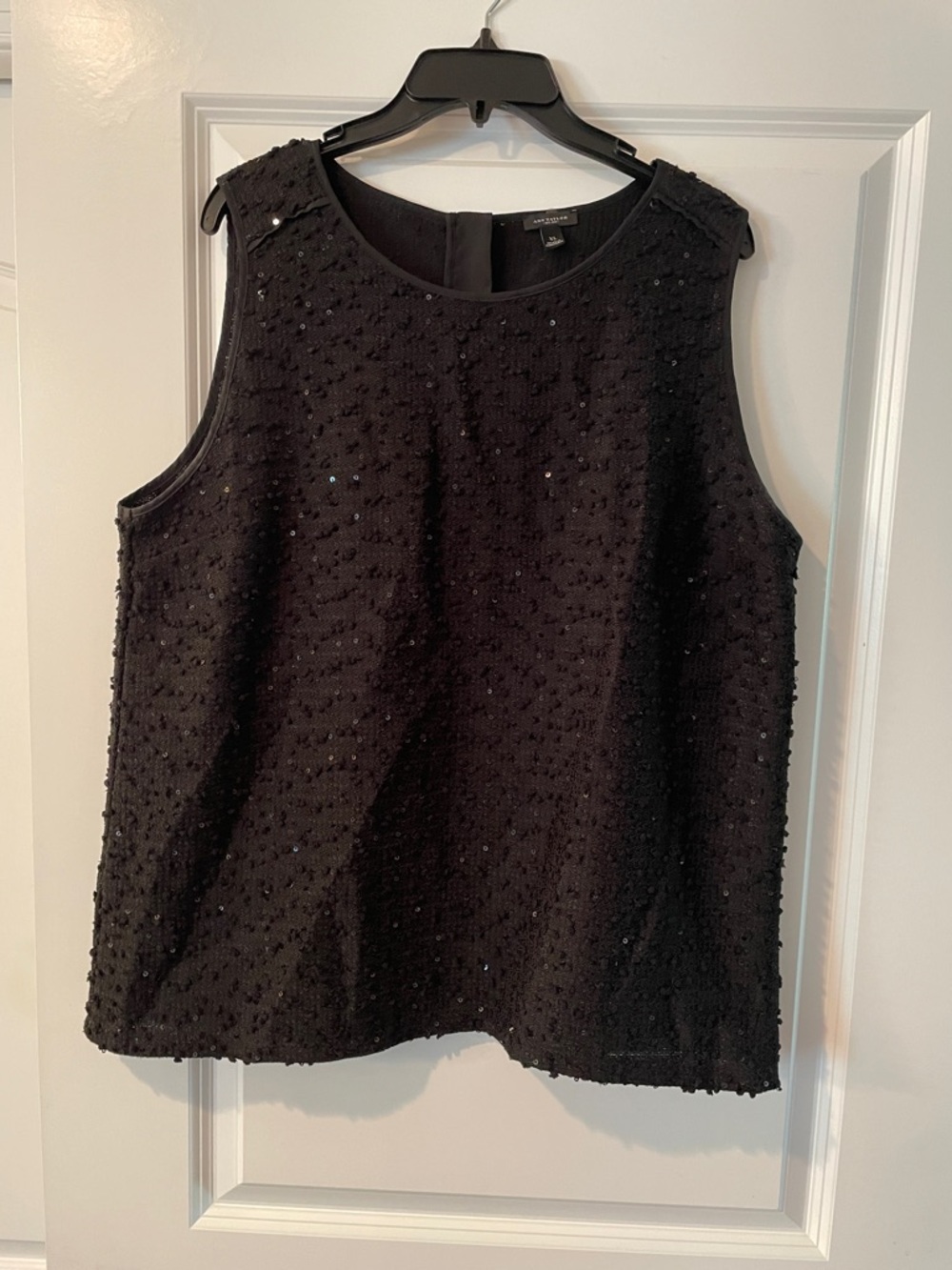 Ann Taylor Black Beaded Sleeveless Shell